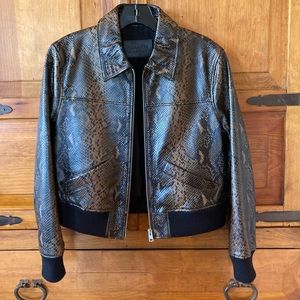 All Saints cropped genuine leather snakeskin jacket - size 10 US
